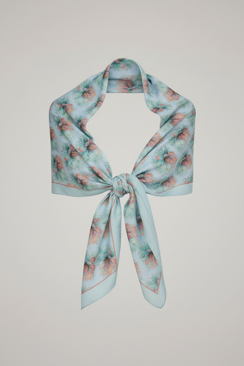 Tropical Bloom Versatile Sarong- Floral Baby Blue Scarf