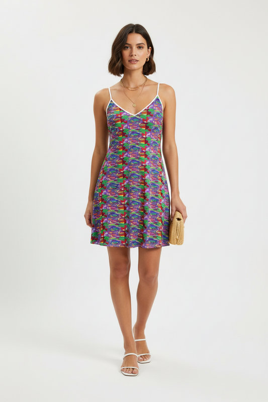 Prism Abstract Slip Dress - Slip Dress Midi