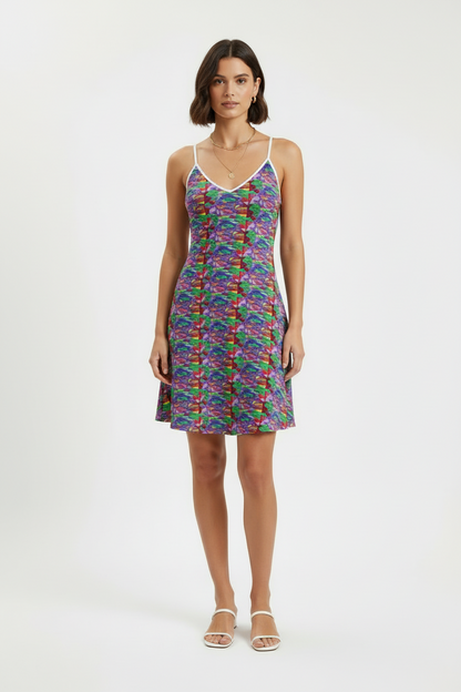 Prism Abstract Slip Dress - Slip Dress Midi