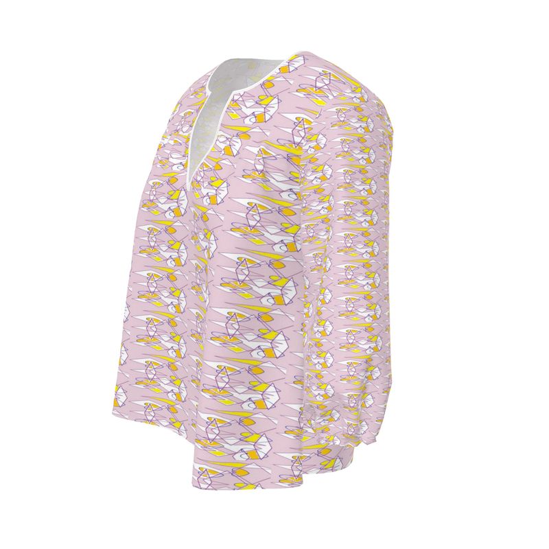 Lilac Graphic Print Tunic - Resort Wear Beach Cover Up Blouse