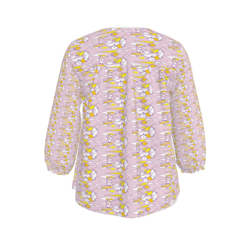 Lilac Graphic Print Tunic - Resort Wear Beach Cover Up Blouse