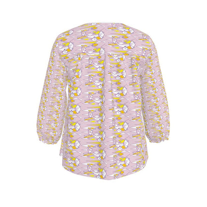 Lilac Graphic Print Tunic - Resort Wear Beach Cover Up Blouse
