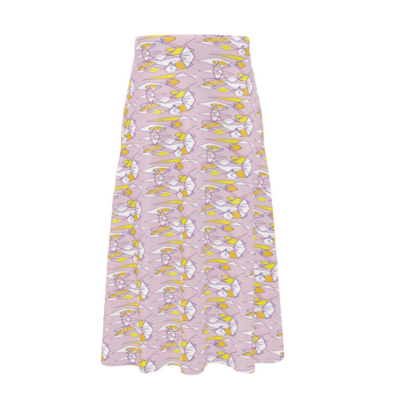 Midi Skirt- Multi-Colour Abstract Print Collection