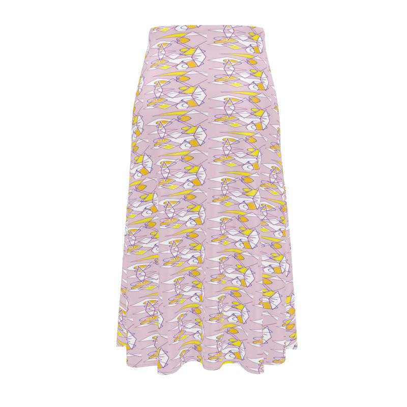 Midi Skirt- Multi-Colour Abstract Print Collection