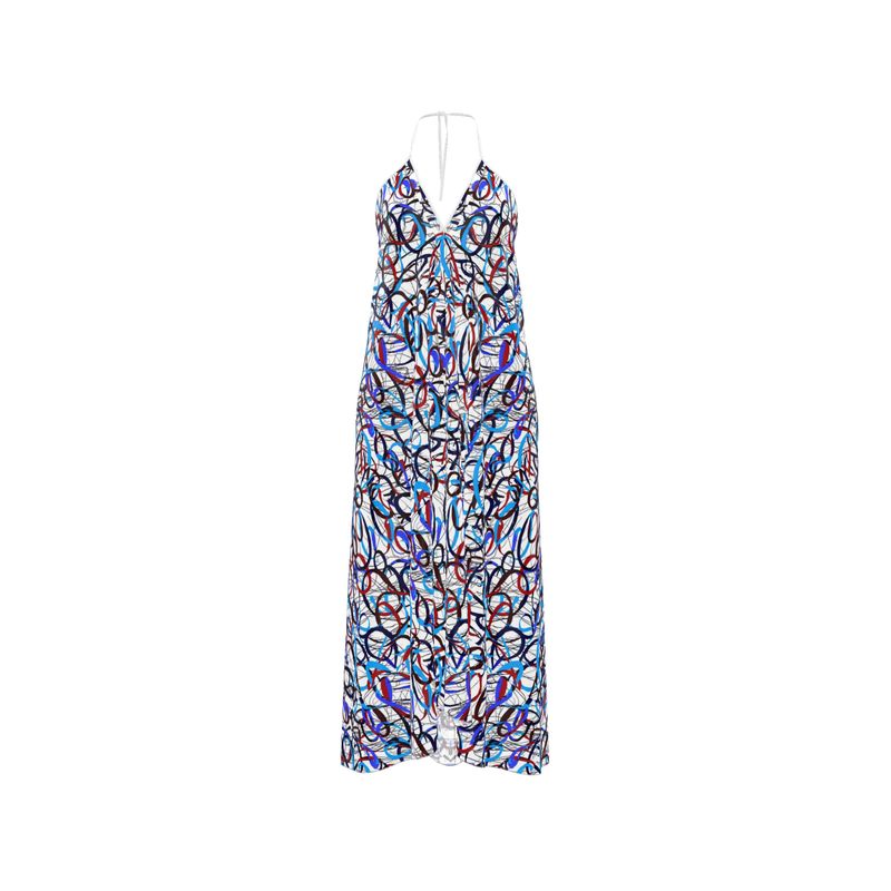 Halterneck Abstract Expressionist Halter backless Maxi Dress