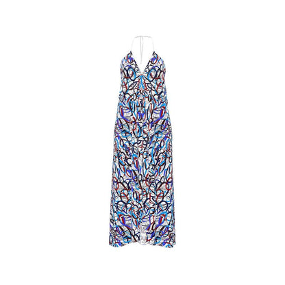 Halterneck Abstract Expressionist Halter backless Maxi Dress