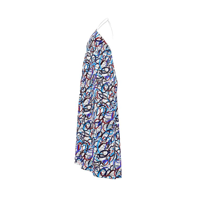 Halterneck Abstract Expressionist Halter backless Maxi Dress