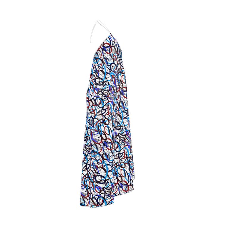 Halterneck Abstract Expressionist Halter backless Maxi Dress