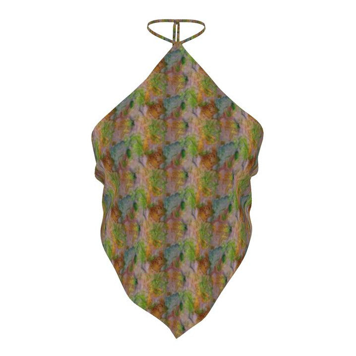 Abstract Watercolor Halter Top - Resort Wear Beach Vacation Bandana
