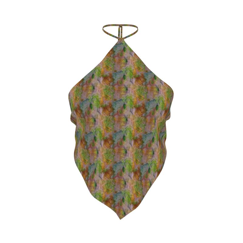 Abstract Watercolor Halter Top - Resort Wear Beach Vacation Bandana