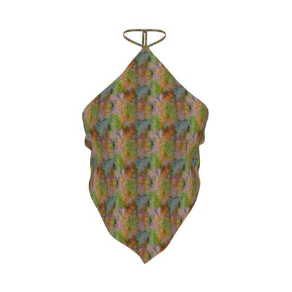 Abstract Watercolor Halter Top - Resort Wear Beach Vacation Bandana