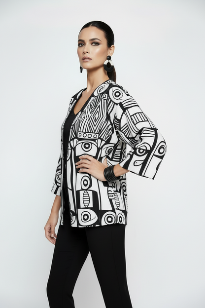 Abstract Black & White Art Print Kimono Jacket