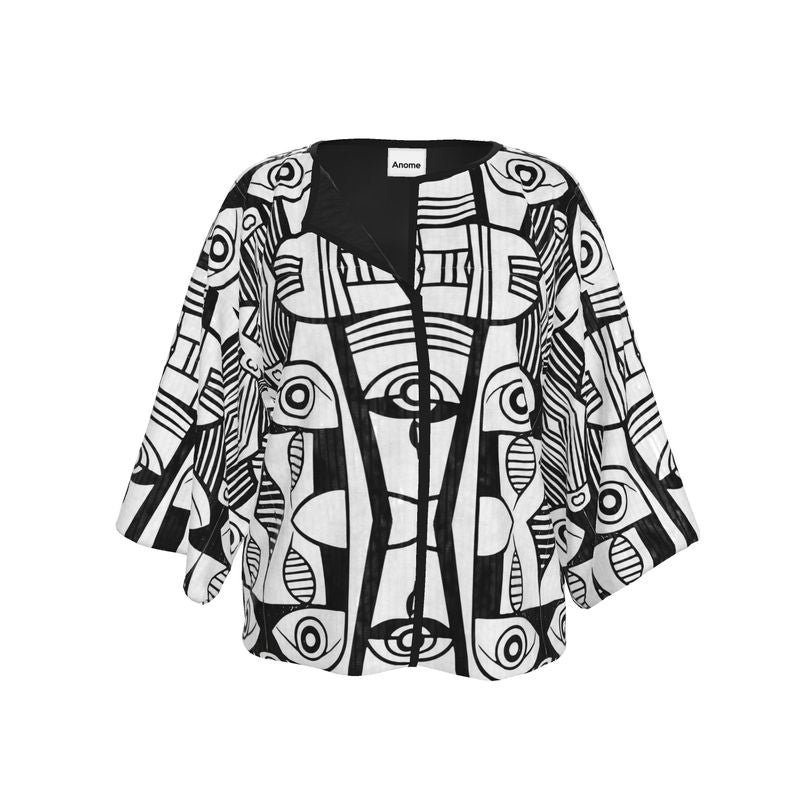 Abstract Black & White Art Print Kimono Jacket