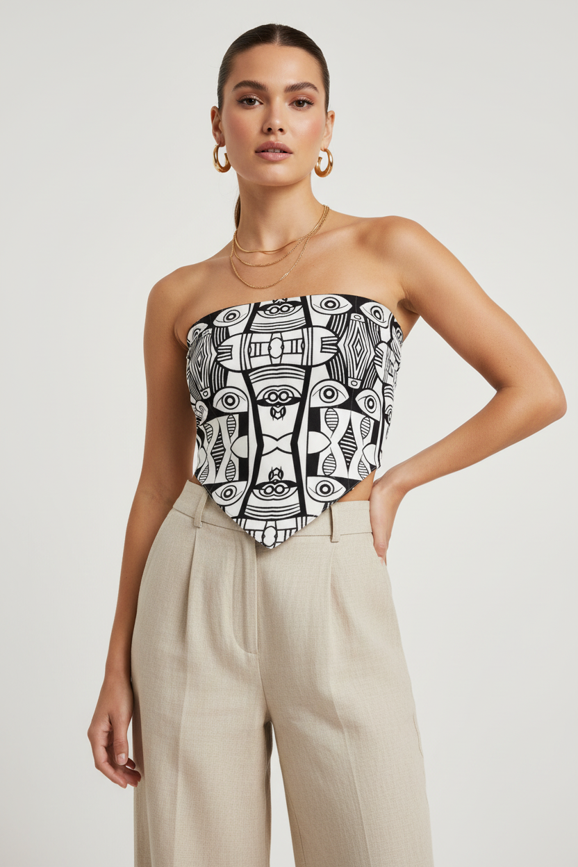 Geometric Totem Pattern Bandana Top