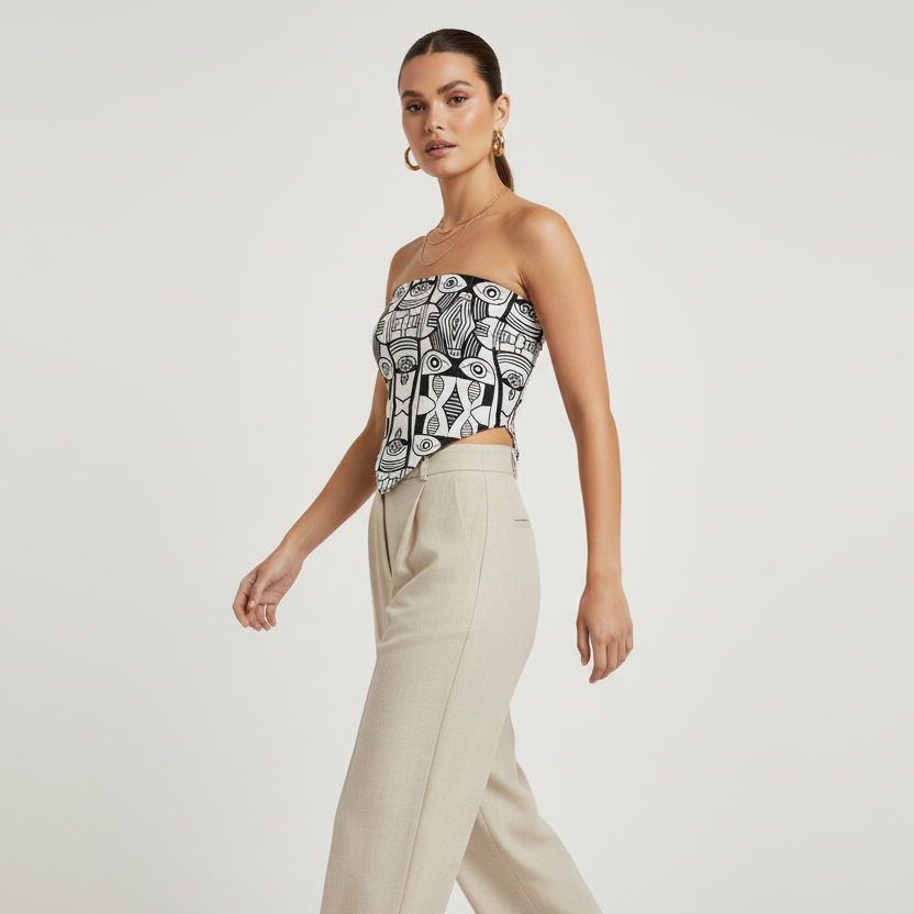 Geometric Totem Pattern Bandana Top