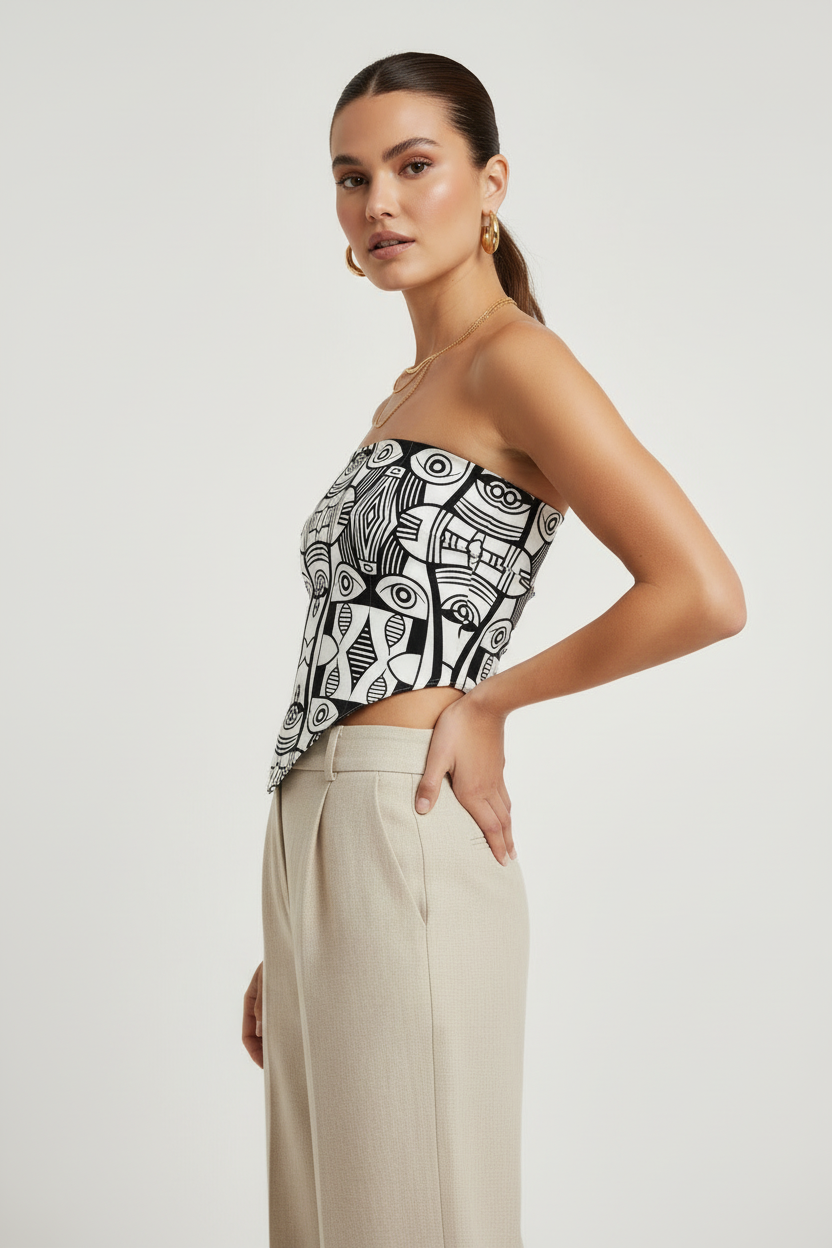 Geometric Totem Pattern Bandana Top