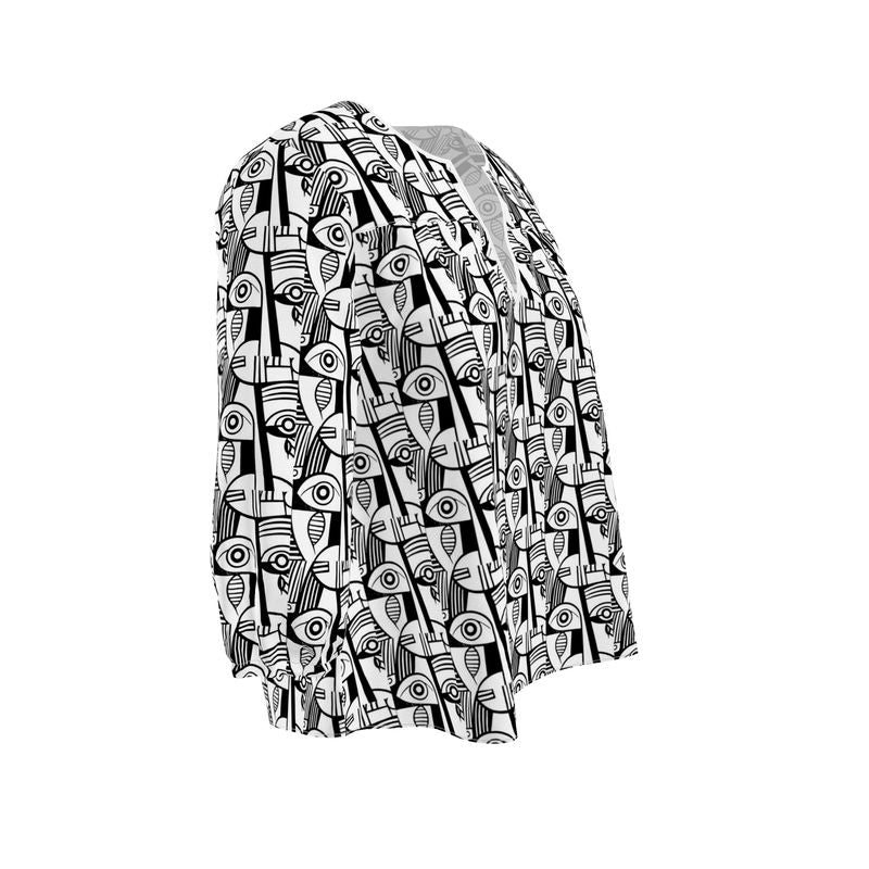 Abstract Noir Pattern Women’s Blouse – Modern Chic Workwear Top