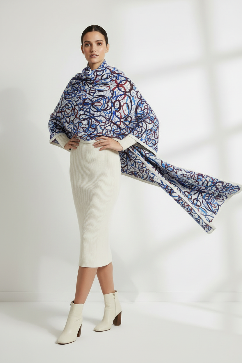 Electric Orbit: Abstract Kinetic Scribble Blanket Scarf
