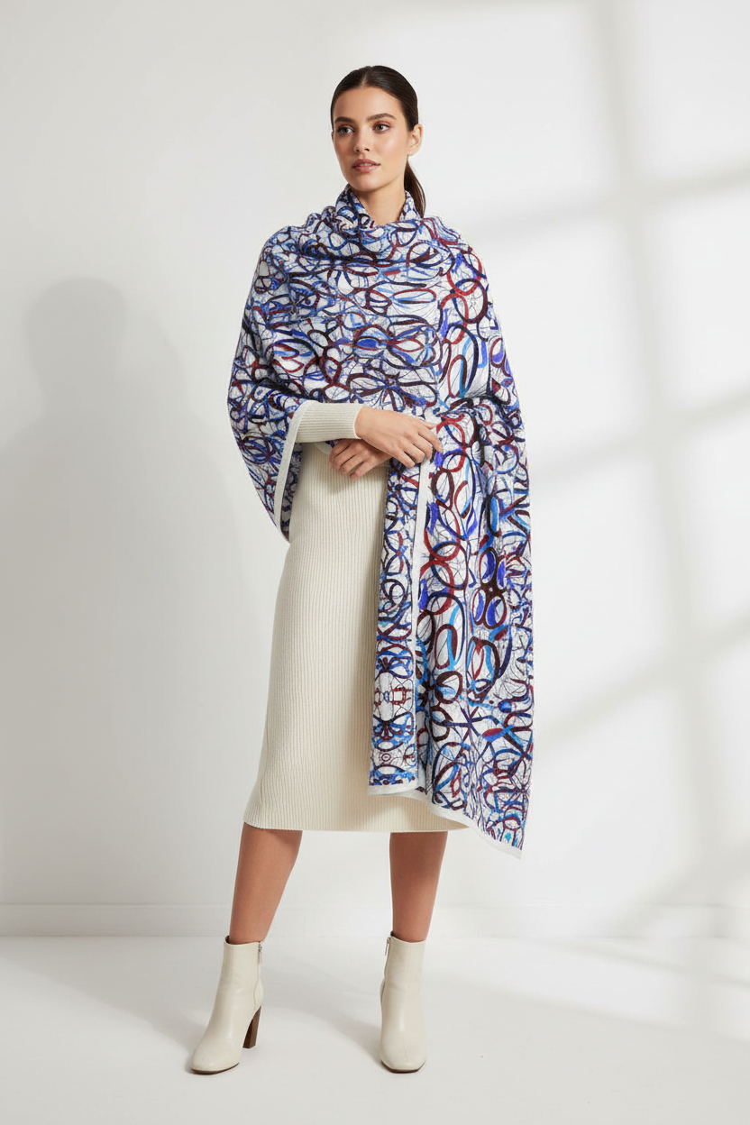 Electric Orbit: Abstract Kinetic Scribble Blanket Scarf