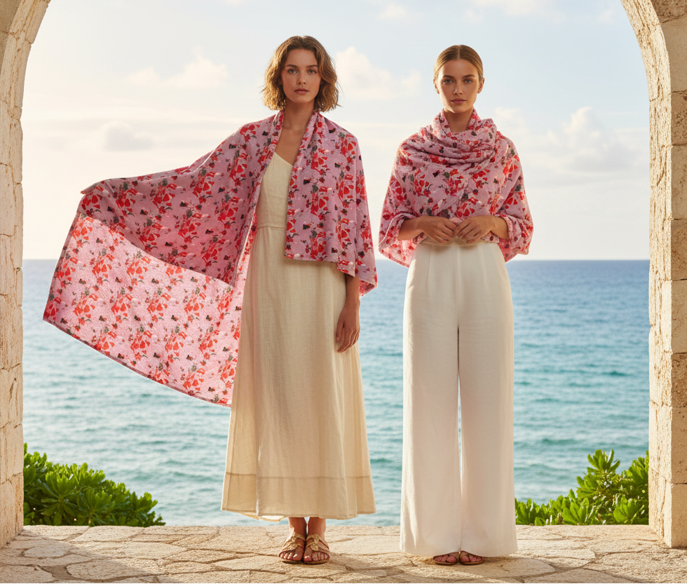 Winter Bloom Fleece Blanket Shawl