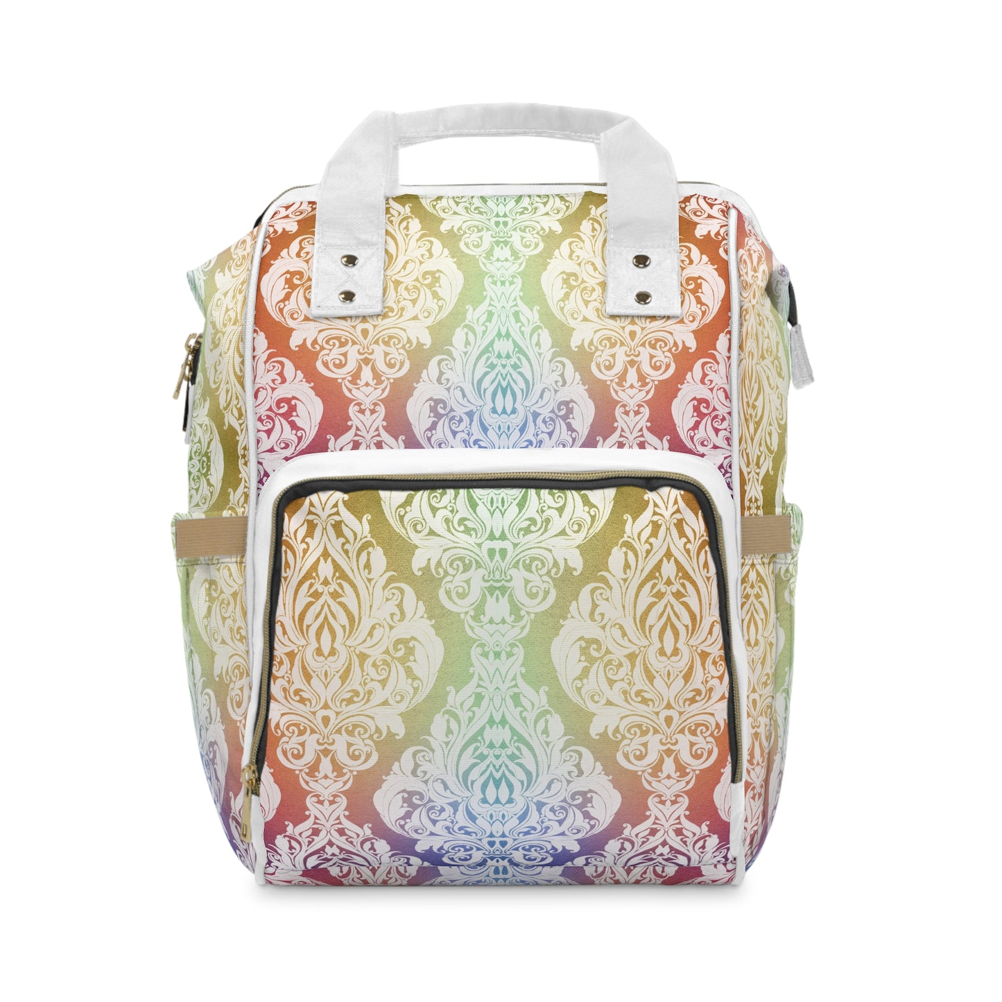 Rainbow Damask Diaper Backpack — Multifunctional Baby Changing Bag