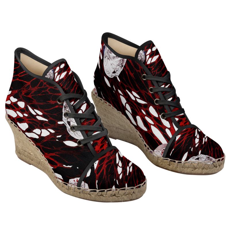 Artisanal Canvas Wedge Espadrilles with Abstract Print