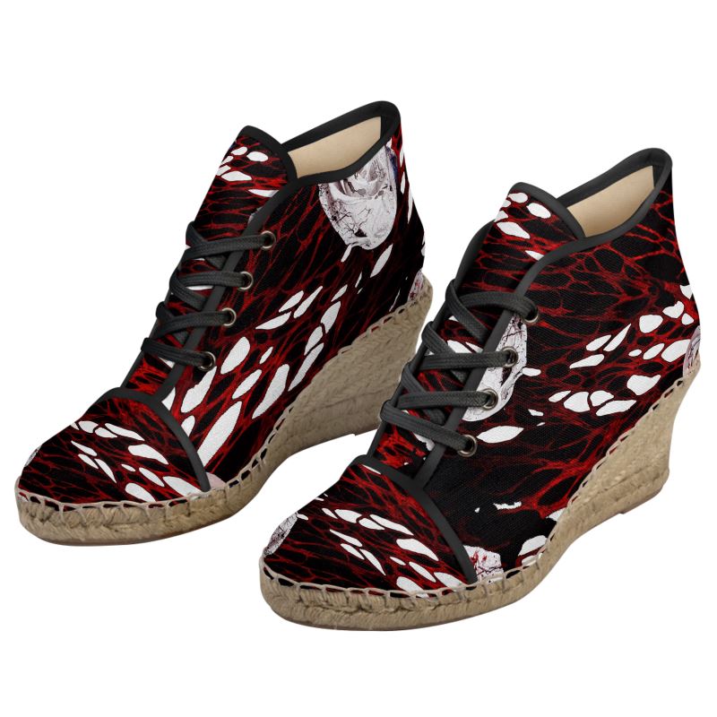 Artisanal Canvas Wedge Espadrilles with Abstract Print