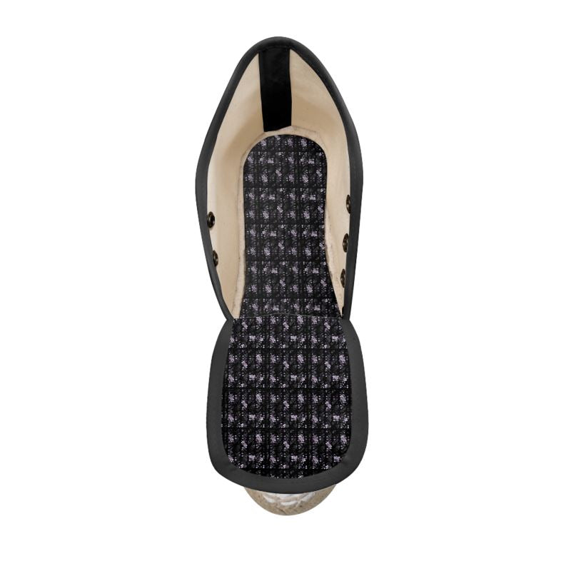 Artisan Textured Wedge Espadrilles in Black & Grey