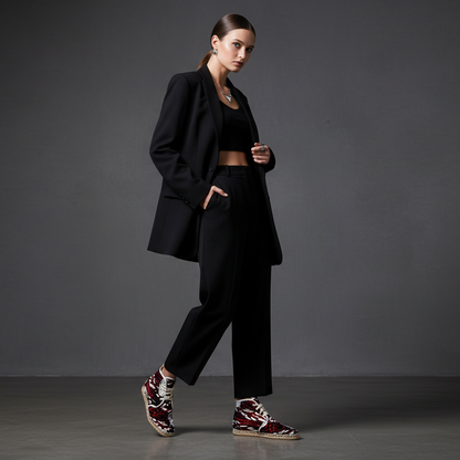 Red Abstract High‑Top Espadrille Shoes