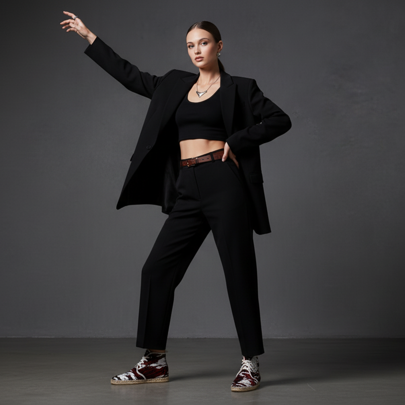 Red Abstract High‑Top Espadrille Shoes