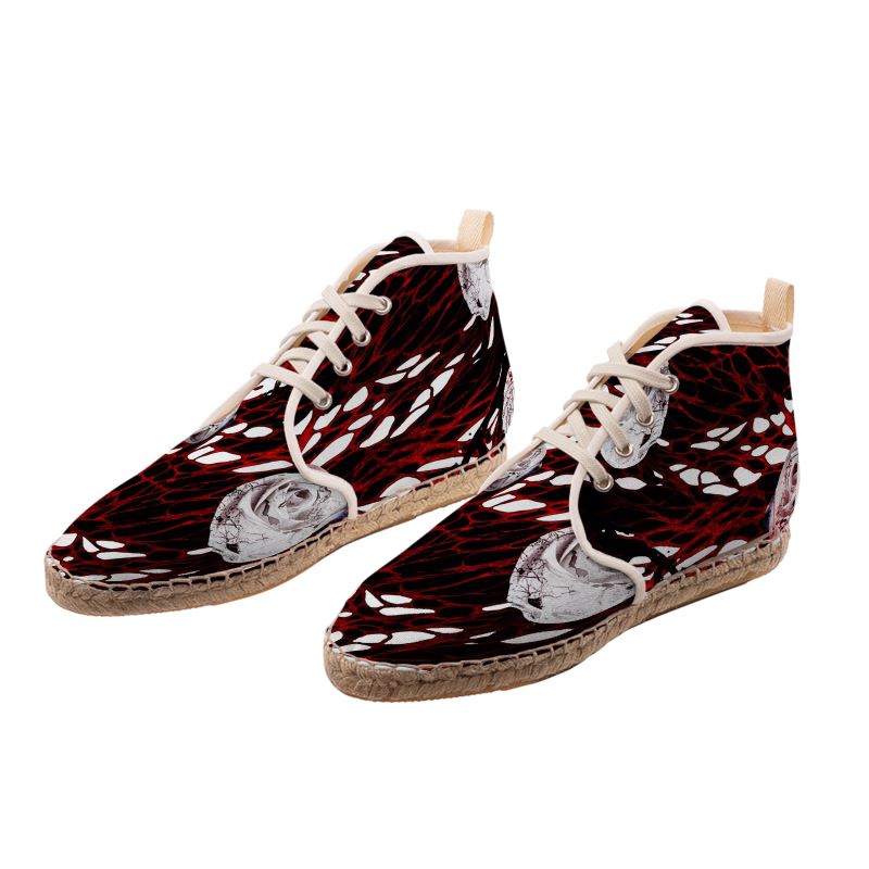 Red Abstract High‑Top Espadrille Shoes
