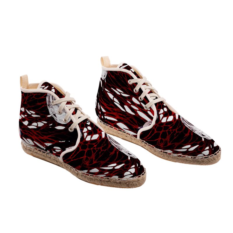 Red Abstract High‑Top Espadrille Shoes