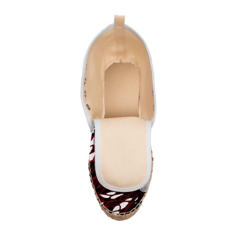 Red Abstract High‑Top Espadrille Shoes