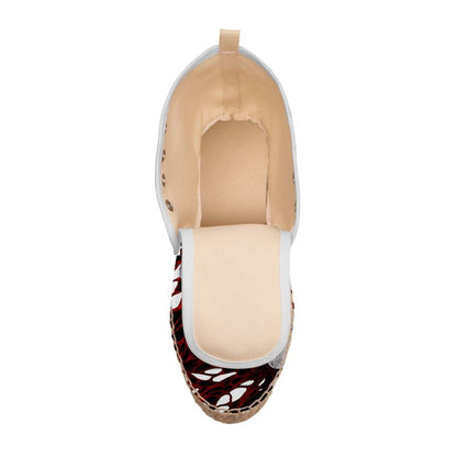 Red Abstract High‑Top Espadrille Shoes