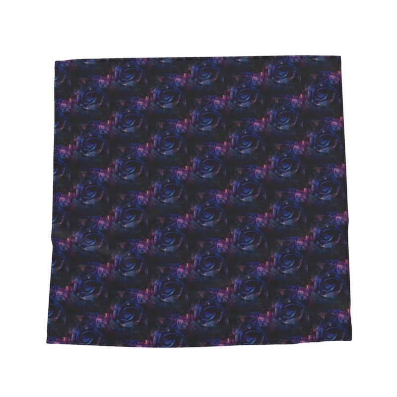 Rose Galaxy Bandana-Midnight Palm Silk Scarf