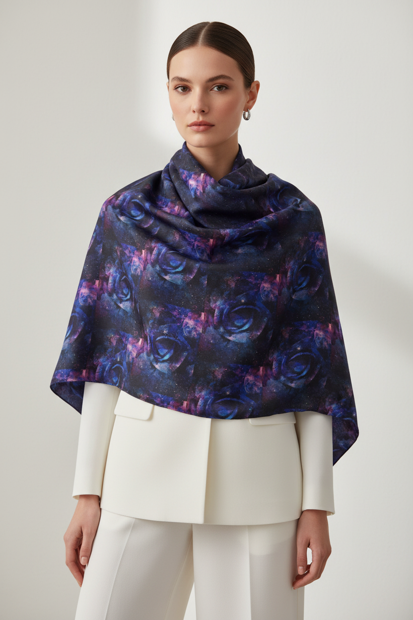 Celestial Nebula Luxury Silk-Feel Scarf