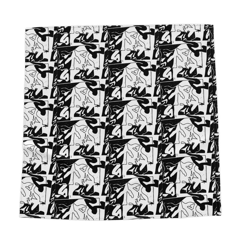 The Rorschach Flow Bandana- Monochrome silk scarf