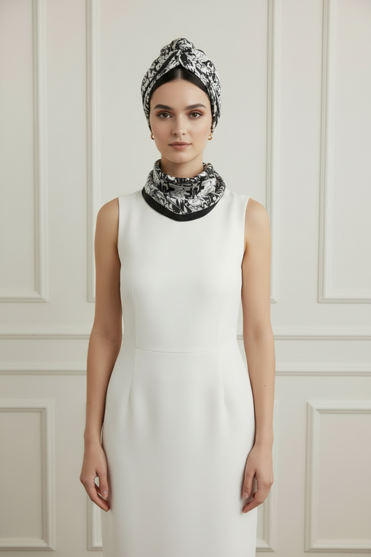 The Rorschach Flow Bandana- Monochrome silk scarf