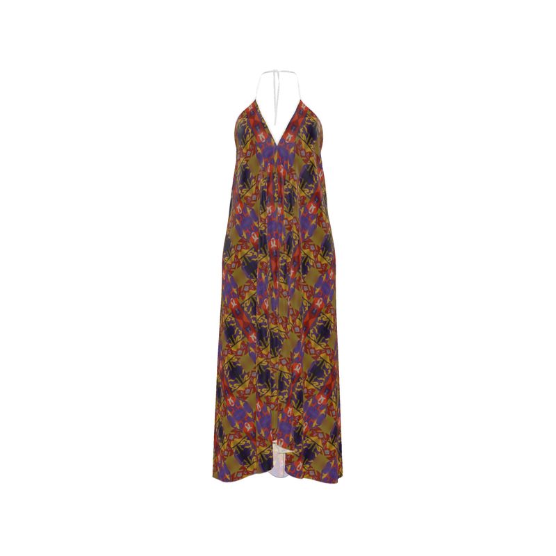 Geometric Print Halterneck Maxi Dress