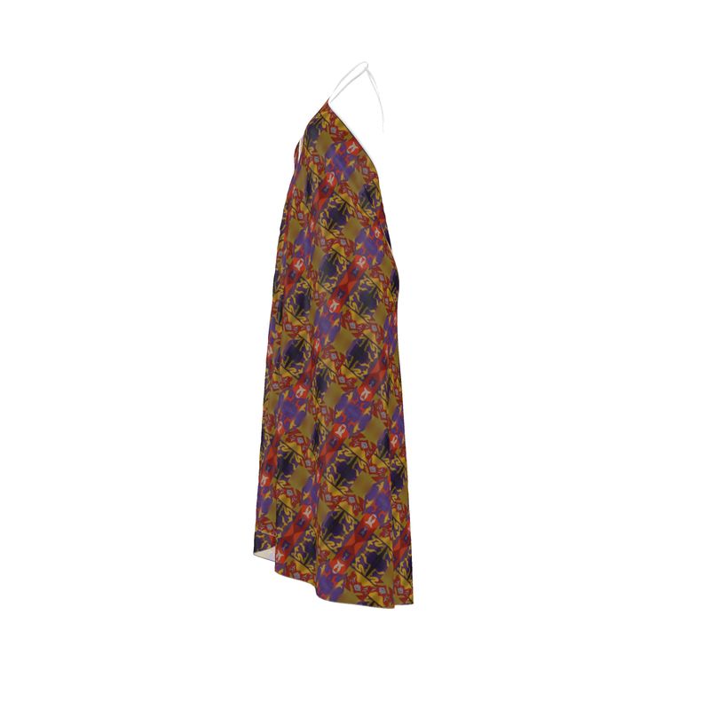 Geometric Print Halterneck Maxi Dress