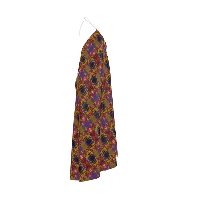 Geometric Print Halterneck Maxi Dress