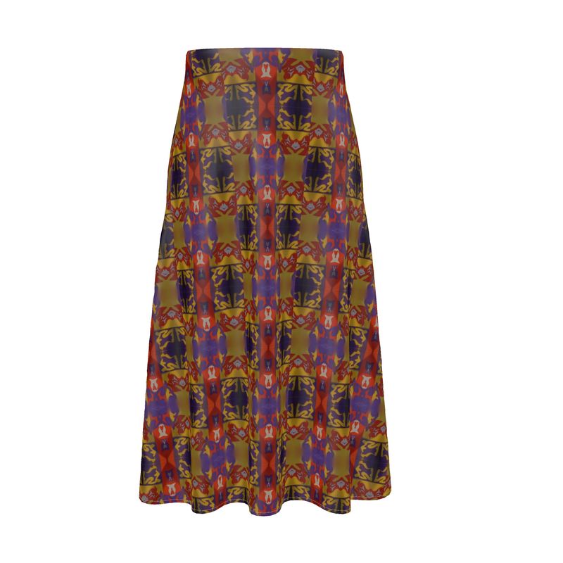 vibrant Geometric A-Line Midi Skirt