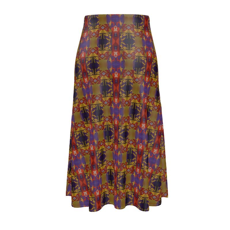vibrant Geometric A-Line Midi Skirt