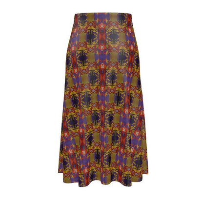 vibrant Geometric A-Line Midi Skirt
