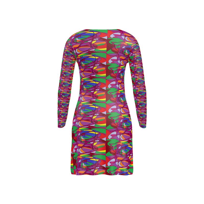 Kaleidoscope Abstract Long V-Neck Cardigan