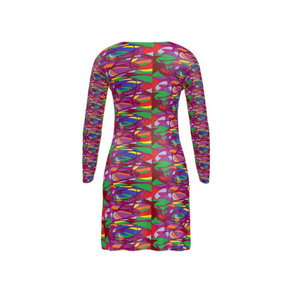 Kaleidoscope Abstract Long V-Neck Cardigan