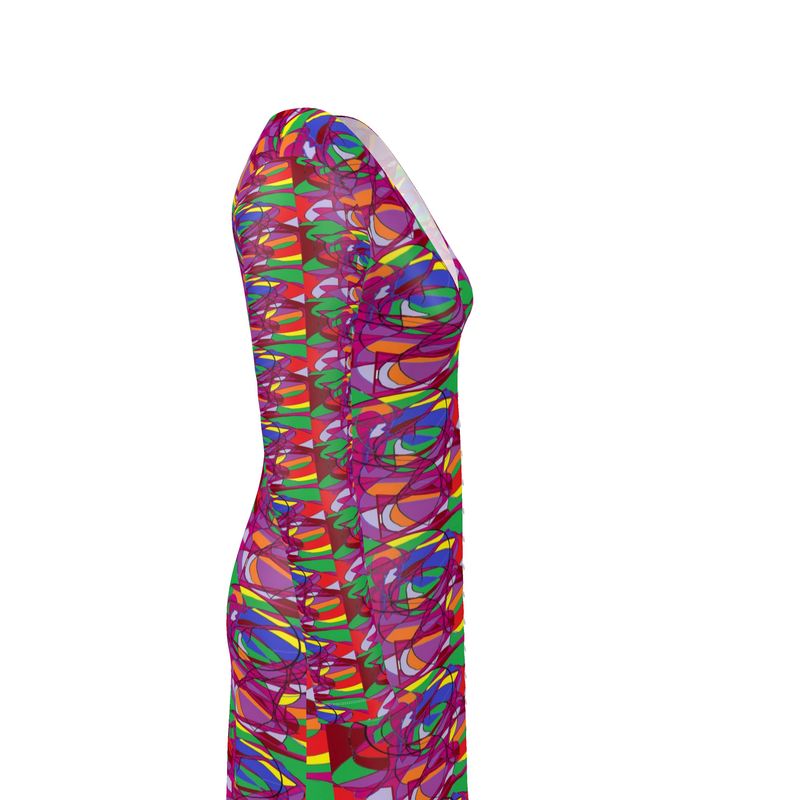 Kaleidoscope Abstract Long V-Neck Cardigan