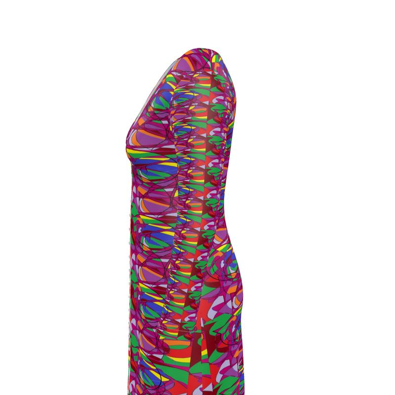 Kaleidoscope Abstract Long V-Neck Cardigan