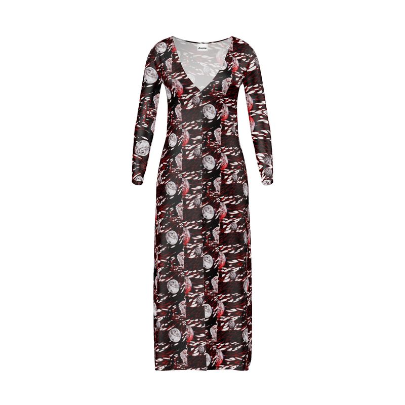 Cosmic Drift Long V‑Neck Artwear Ladies Cardigan LONG
