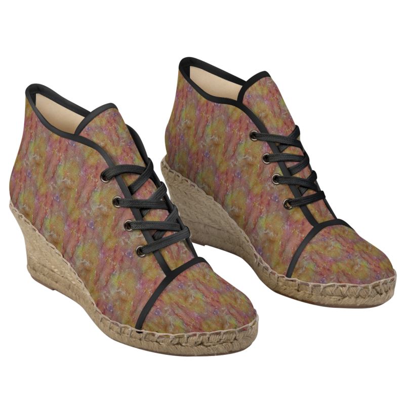 Sunset Mosaic Lace-Up Wedges Espadrilles